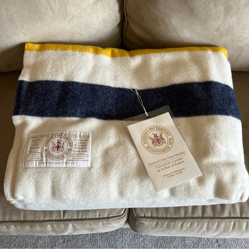 HUDSON’S BAY COMPANY 8 Point King Size Wool Blanket Made in England NWT - Picture 11 of 14